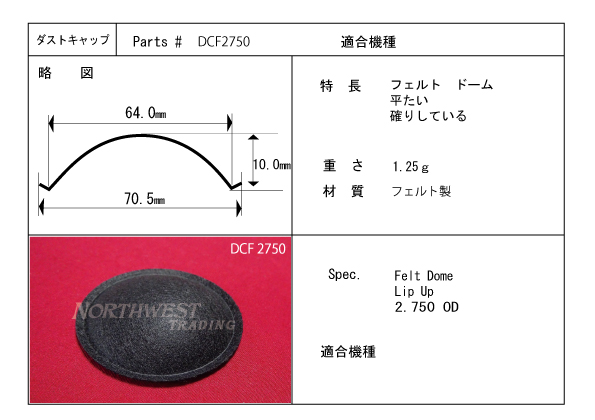 画像1: 外径　70.5ミリ　フェルト製　汎用　センターキャップ　DCF 2750　ペア(2枚)　お取り寄せ商品