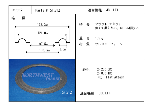 画像1: コーン紙内径106.0ミリ　ウレタン製　JBL LT1用　ペア　SF512