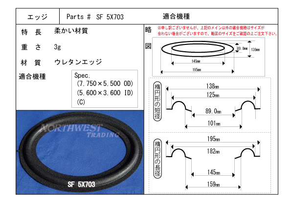 画像1: スピーカーエッジ “SF 5X703”  　　ウレタンエッジ ペア(2枚)